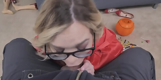 amateur,blonde,blowjob,costume,deepthroat,handjob,petite